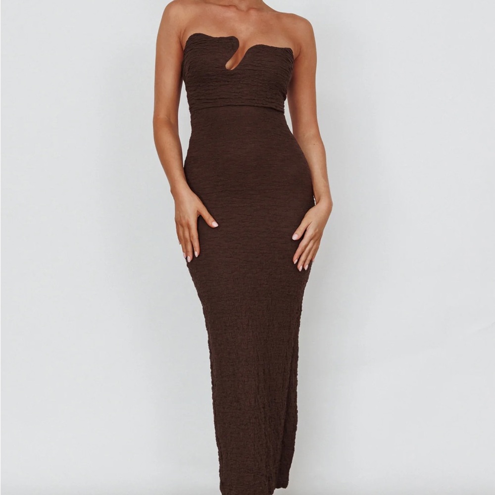 Selfie Leslie Chocolate Strapless Dress